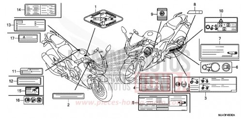 ETICHETTA DI AVVERTIMENTO CBR500RAF di 2015